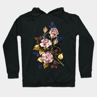 Round frame with pink gold roses Hoodie